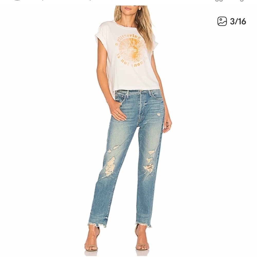 MOTHER The Cheeky Frayed Chew Hem Straight Jeans